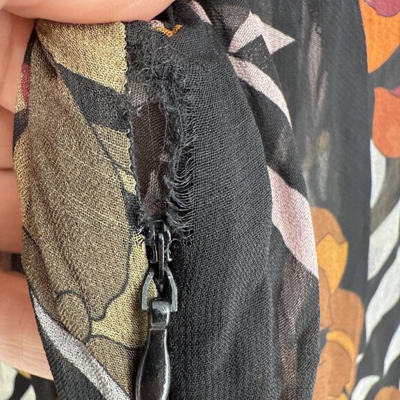 Katie May Size Small Bell Sleeve Black 70s Floral Dress Sheer Mini Dress - Picture 10 of 13